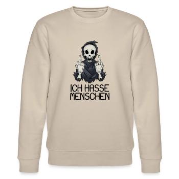 Ich hasse Menschen - Stanley/Stella Unisex Bio-Sweatshirt CHANGER  - Beige - Vorne - Nik (191cm) & Marisol (170cm)