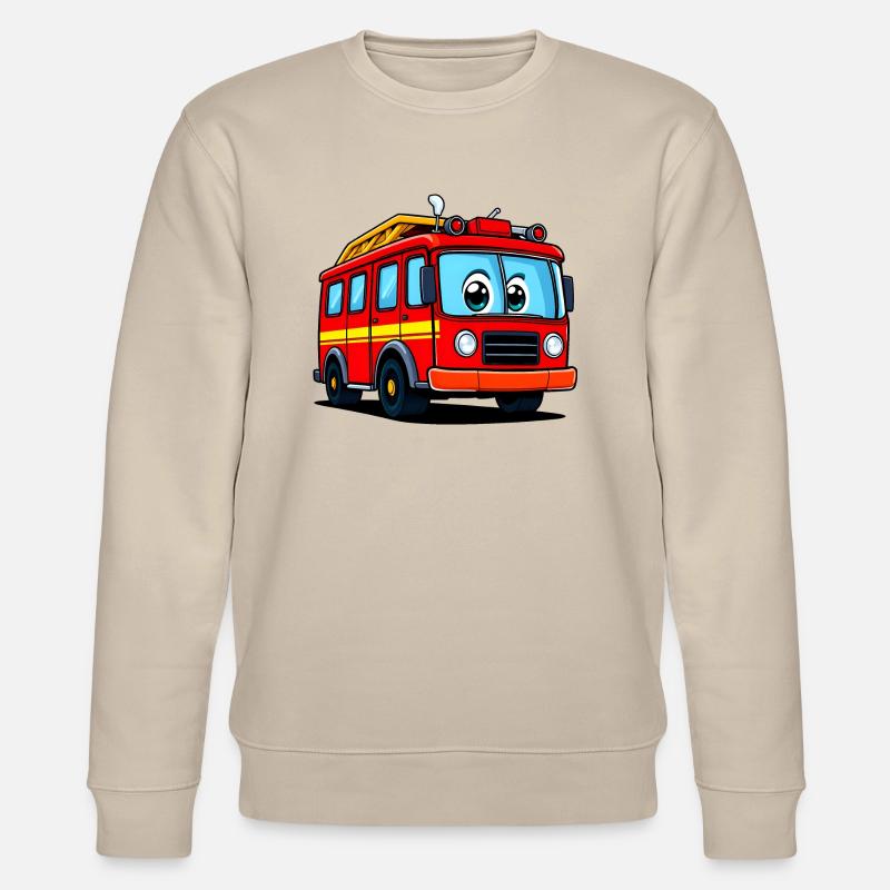 Verspielte Feuerwehrauto Comic-Illustration - Stanley/Stella Unisex Bio-Sweatshirt CHANGER  - Beige