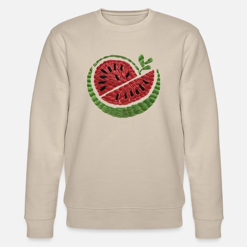 Gestickte Wassermelone - Stanley/Stella Unisex Bio-Sweatshirt CHANGER - Beige