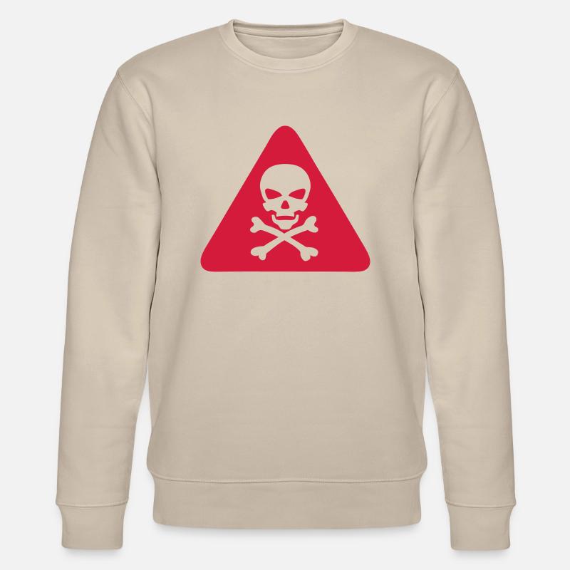 skull danger triangle panel 280) - Stanley/Stella CHANGER Unisex Organic Sweatshirt - beige