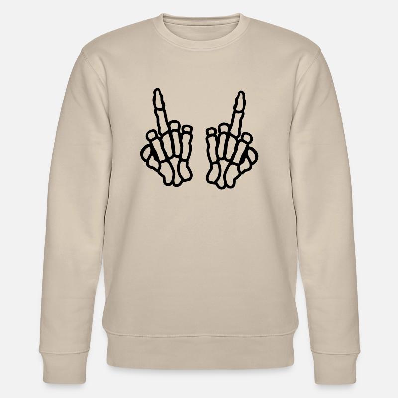 Knochen 2 Hände Mittelfinger - Stanley/Stella Unisex Bio-Sweatshirt CHANGER  - Beige