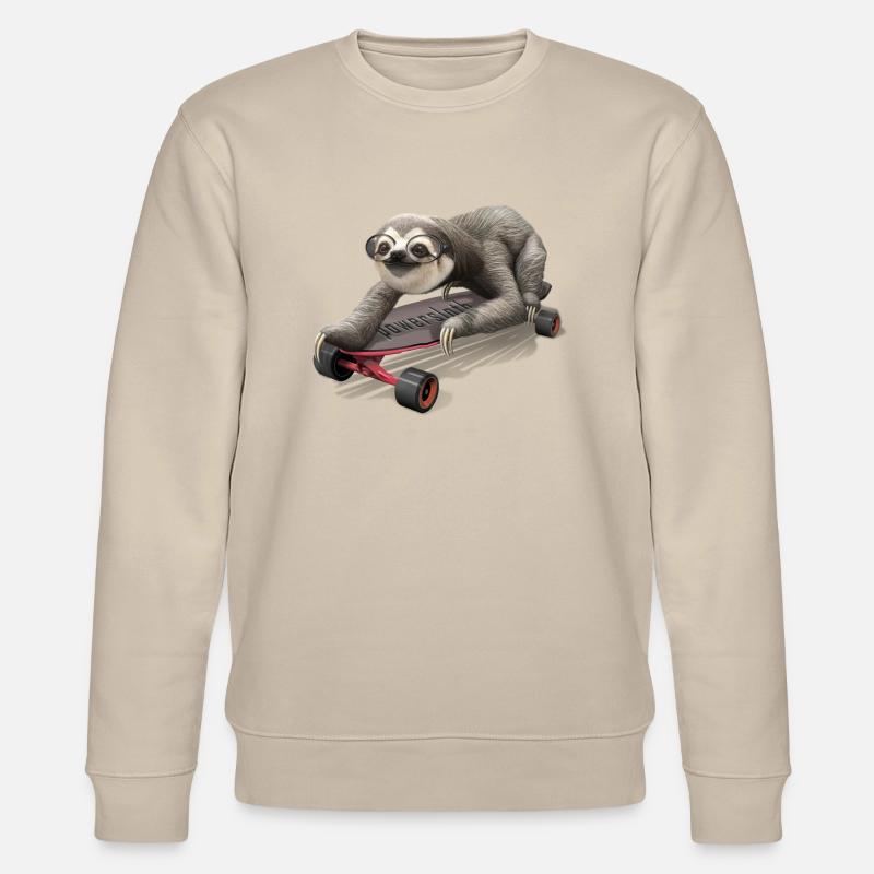 SLOTH ON SKATEBOARD - Stanley/Stella CHANGER Unisex Organic Sweatshirt - beige