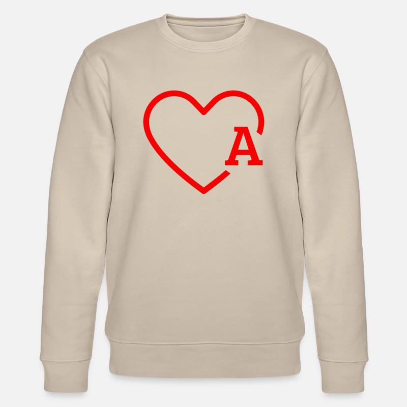 Roter Herz-Buchstabe - Stanley/Stella Unisex Bio-Sweatshirt CHANGER  - Beige