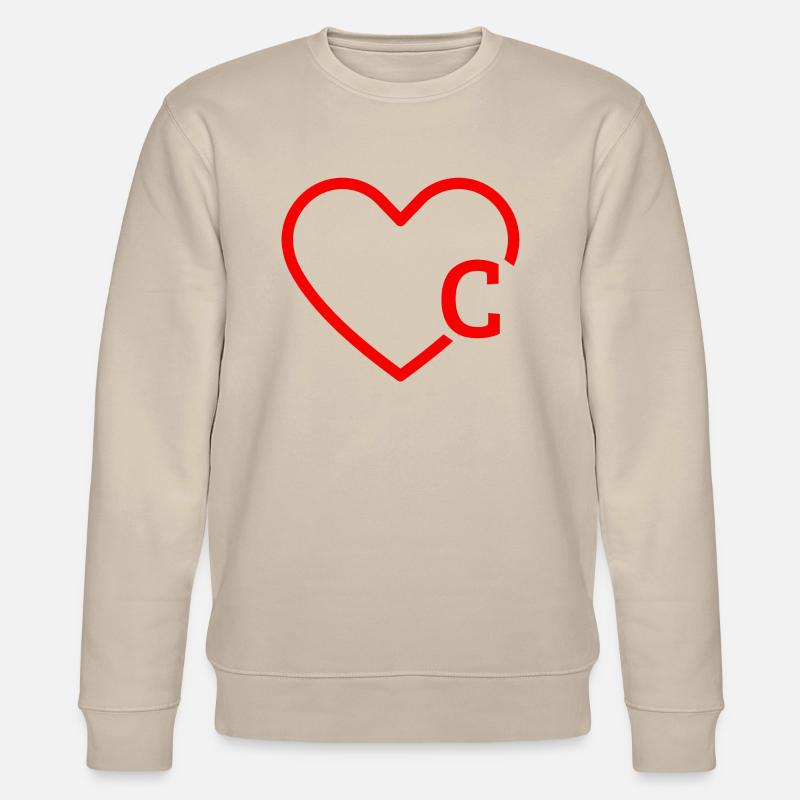 Buchstabe C Rotes Herz - Stanley/Stella Unisex Bio-Sweatshirt CHANGER  - Beige