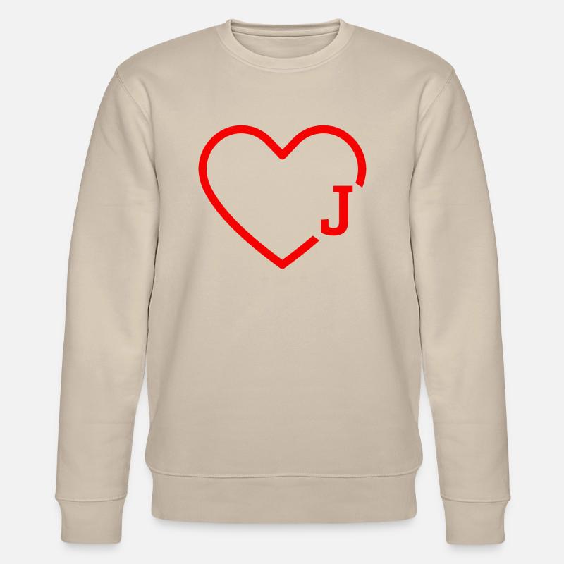 Buchstabe J Rotes Herz - Stanley/Stella Unisex Bio-Sweatshirt CHANGER  - Beige