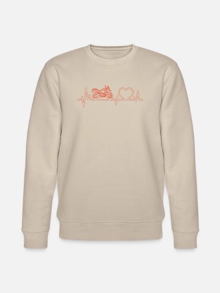 Heartbeat Motorcycle T-shirt - Stanley/Stella CHANGER Unisex Organic Sweatshirt - beige