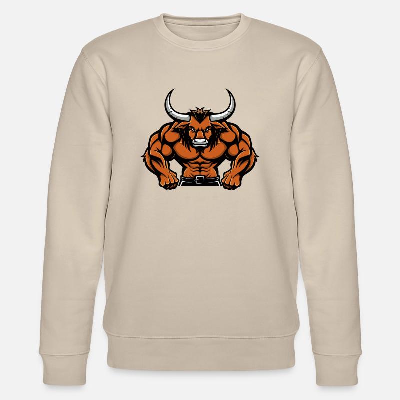 Bande dessinée Muscles Taureau - Sweat bio CHANGER Stanley/Stella Unisexe - beige