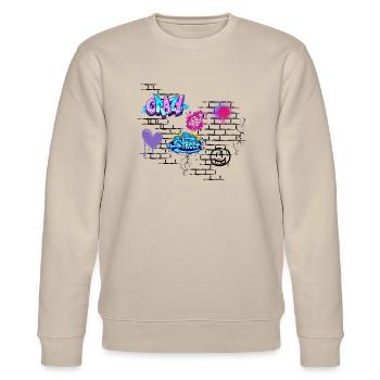 Crazy Street Graffiti on Brick Wall - Stanley/Stella CHANGER Unisex Organic Sweatshirt - beige - Front - Nik (191cm) & Marisol (170cm)