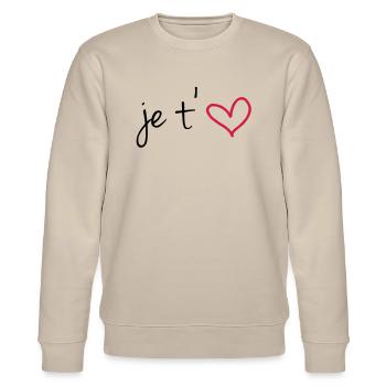 I love Dich - Stanley/Stella Unisex Bio-Sweatshirt CHANGER  - Beige - Vorne - Nik (191cm) & Marisol (170cm)