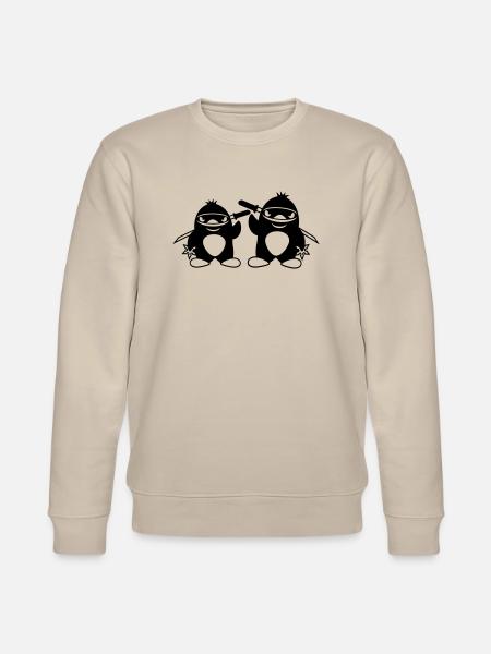 2 Pingüinos Ninja Samurai Katana Japonesa Dúo - Sudadera ecológica unisex CHANGER de Stanley/Stella - beige