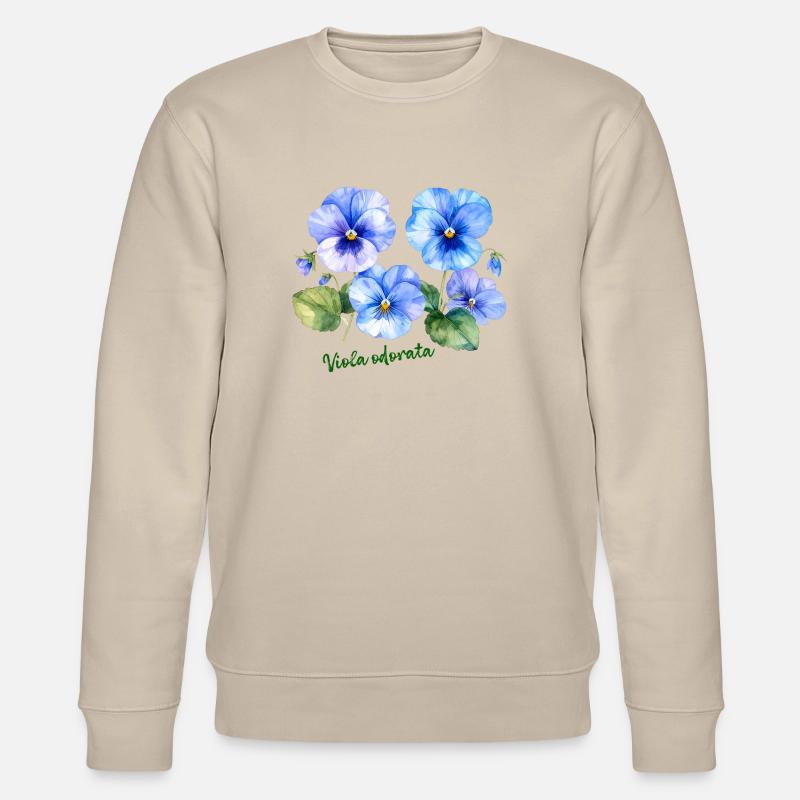 Viola odorata - illustration botanique - Sweat bio CHANGER Stanley/Stella Unisexe - beige