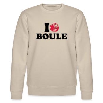 I love Boule - Stanley/Stella Unisex Bio-Sweatshirt CHANGER  - Beige - Vorne - Nik (191cm) & Marisol (170cm)