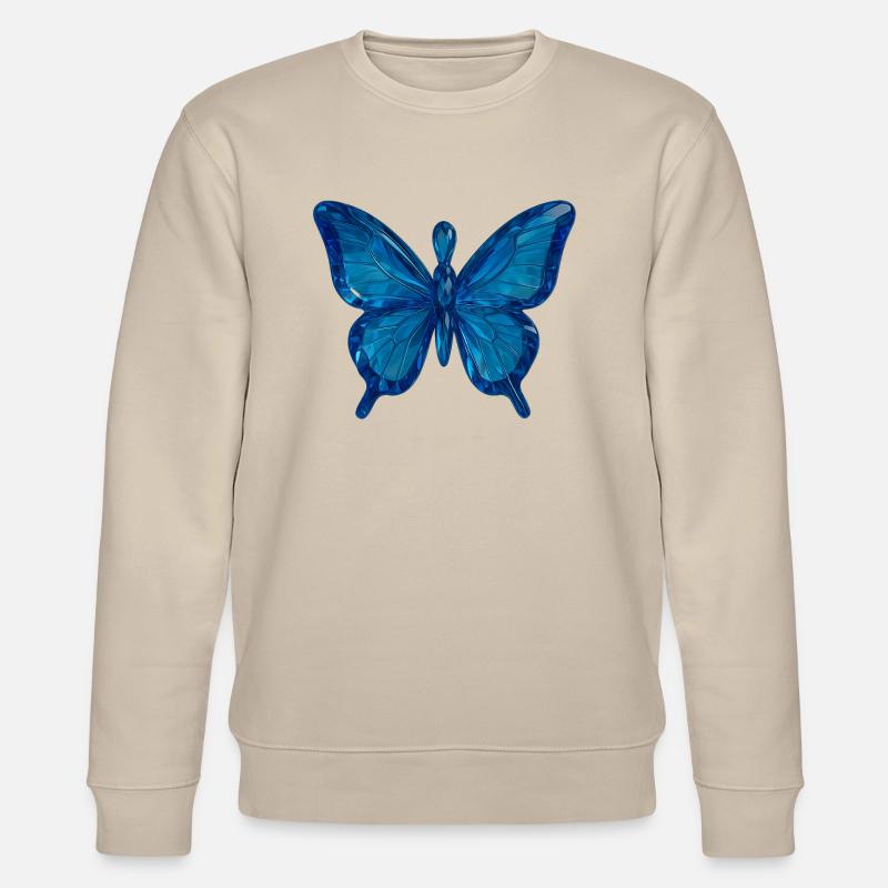 Blue butterfly in a crystal-clear design - Stanley/Stella CHANGER Unisex Organic Sweatshirt - beige