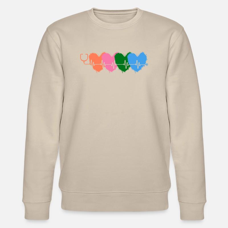 Krankenschwester - Krankenschwester - Herzschlag - Stanley/Stella Unisex Bio-Sweatshirt CHANGER  - Beige
