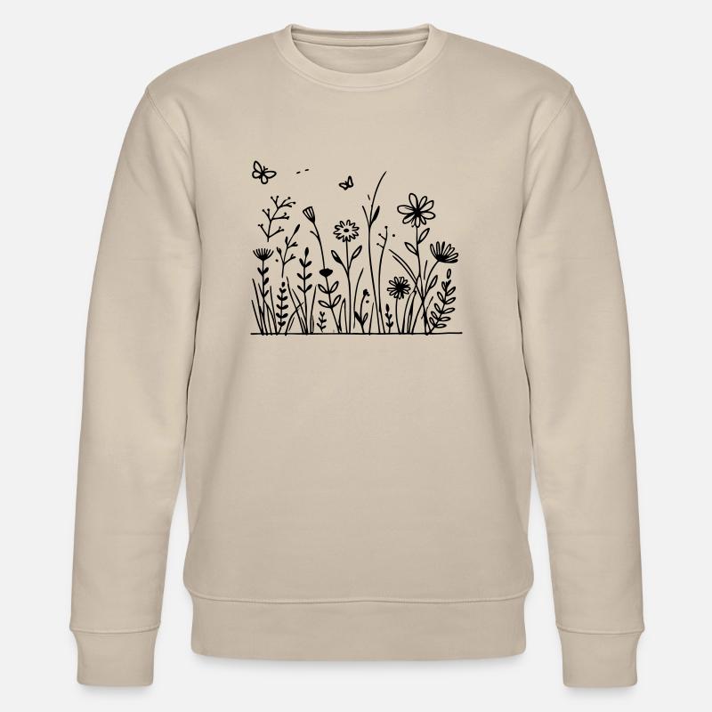 Blumenwiese mit Schmetterling - Stanley/Stella Unisex Bio-Sweatshirt CHANGER  - Beige