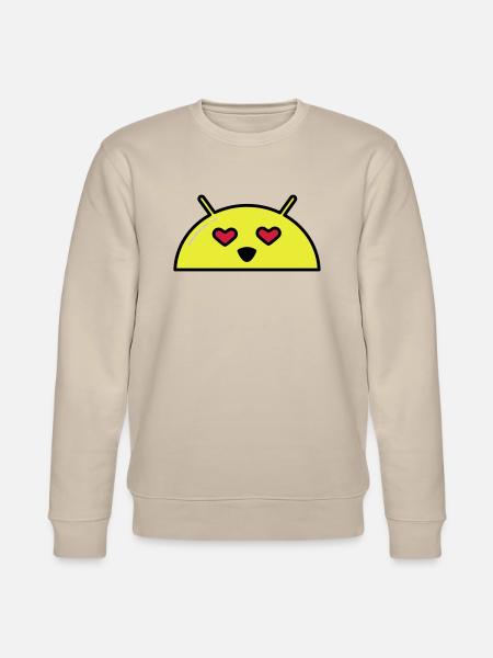 Love Alien Face Emoticon - Stanley/Stella CHANGER Unisex Organic Sweatshirt - beige