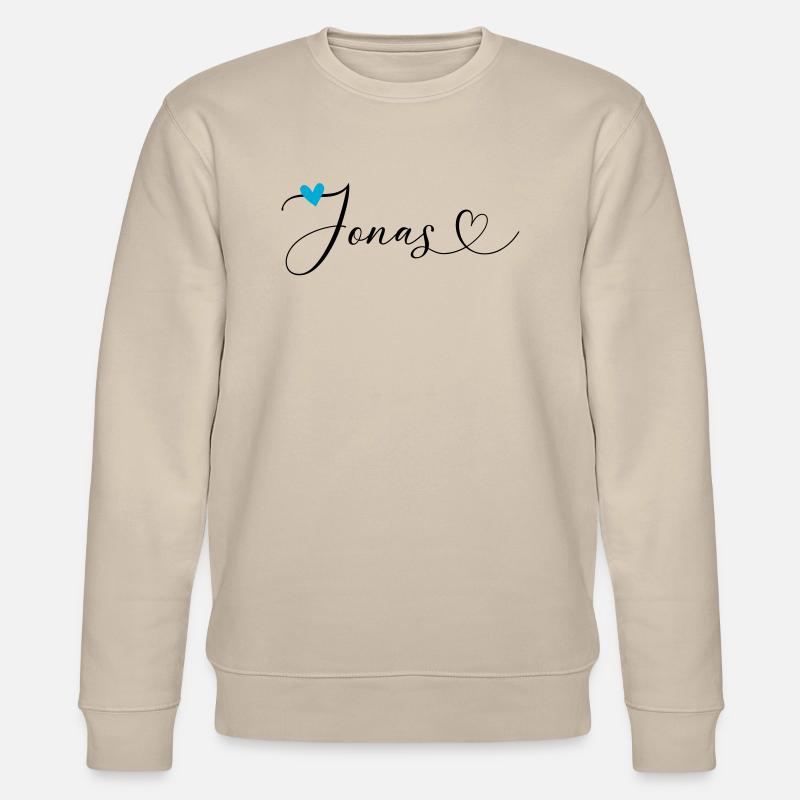 Jonas Nom Prénom Calligraphie Coeur - Sweat bio CHANGER Stanley/Stella Unisexe - beige