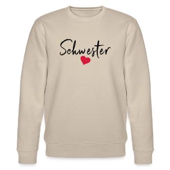 Beste Schwester Herz Schwestern Schwesterherz sis - Stanley/Stella Unisex Bio-Sweatshirt CHANGER  - Beige - Vorne - Nik (191cm) & Marisol (170cm)