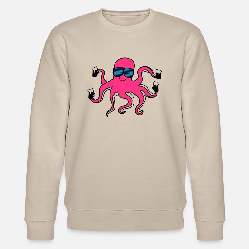 kraken_mit_bier - Stanley/Stella Unisex Bio-Sweatshirt CHANGER  - Beige