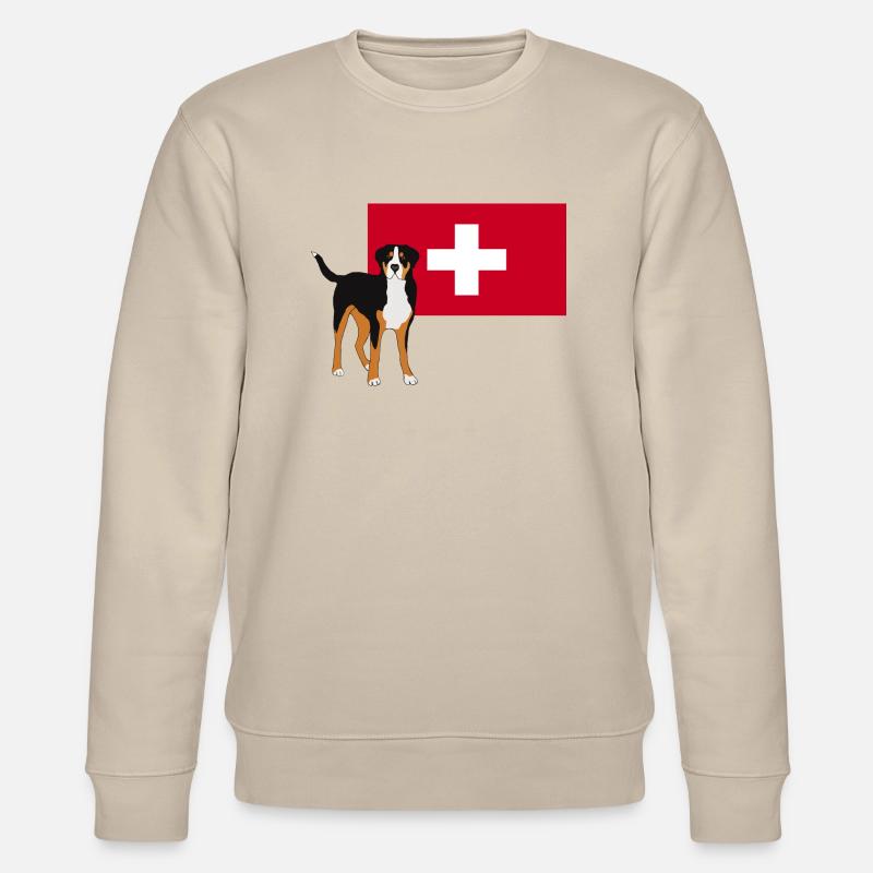 Großer Schweizer Sennenhund mit Fahne - Stanley/Stella Unisex Bio-Sweatshirt CHANGER  - Beige