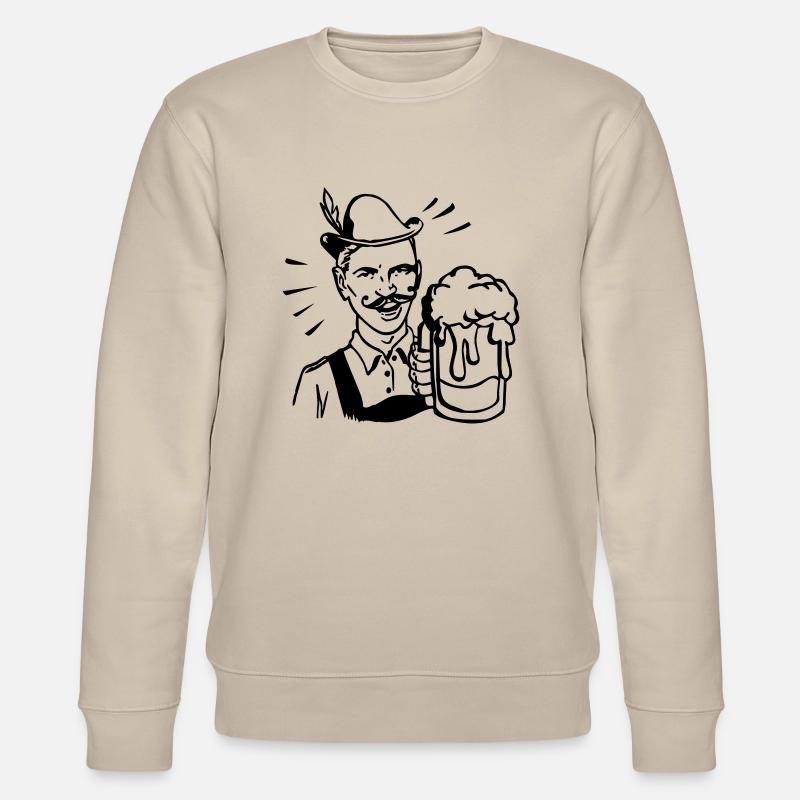 retro guy with beer - Stanley/Stella Unisex Bio-Sweatshirt CHANGER - Beige