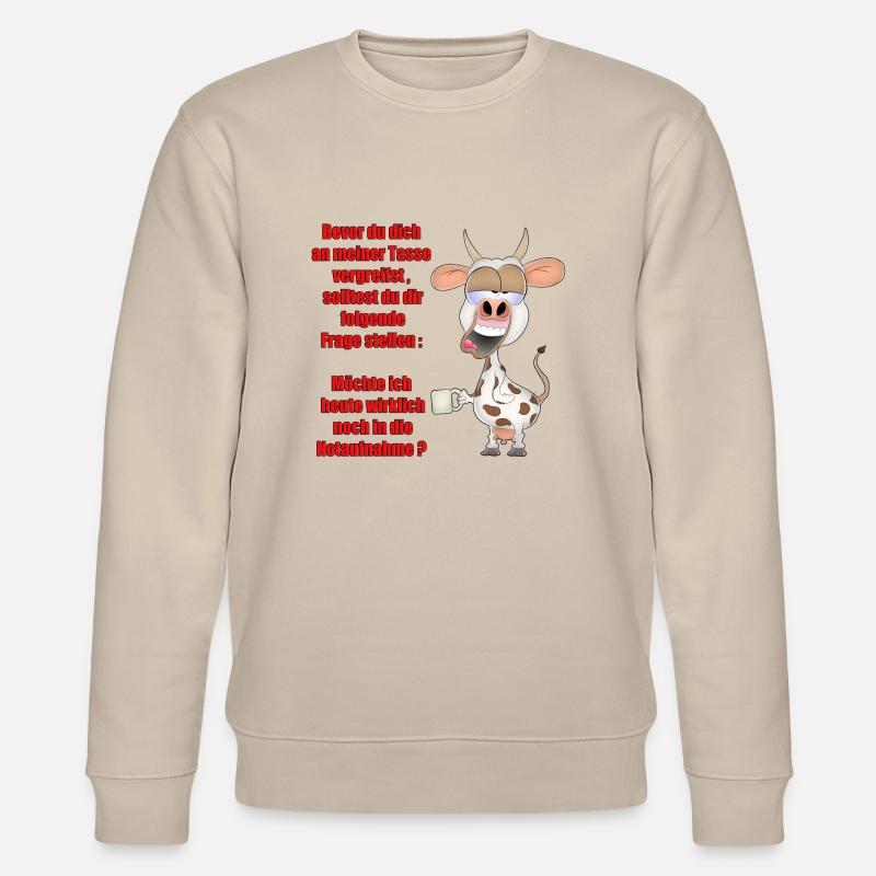 Kuh mit Kaffee - Stanley/Stella Unisex Bio-Sweatshirt CHANGER  - Beige