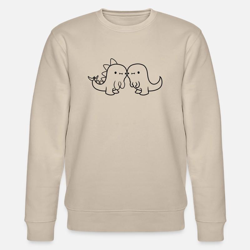 Verliebtes Dinosaurier Paerchen - Stanley/Stella Unisex Bio-Sweatshirt CHANGER  - Beige
