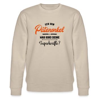 patenonkel superkraefte lustig - Stanley/Stella Unisex Bio-Sweatshirt CHANGER  - Beige - Vorne - Nik (191cm) & Marisol (170cm)