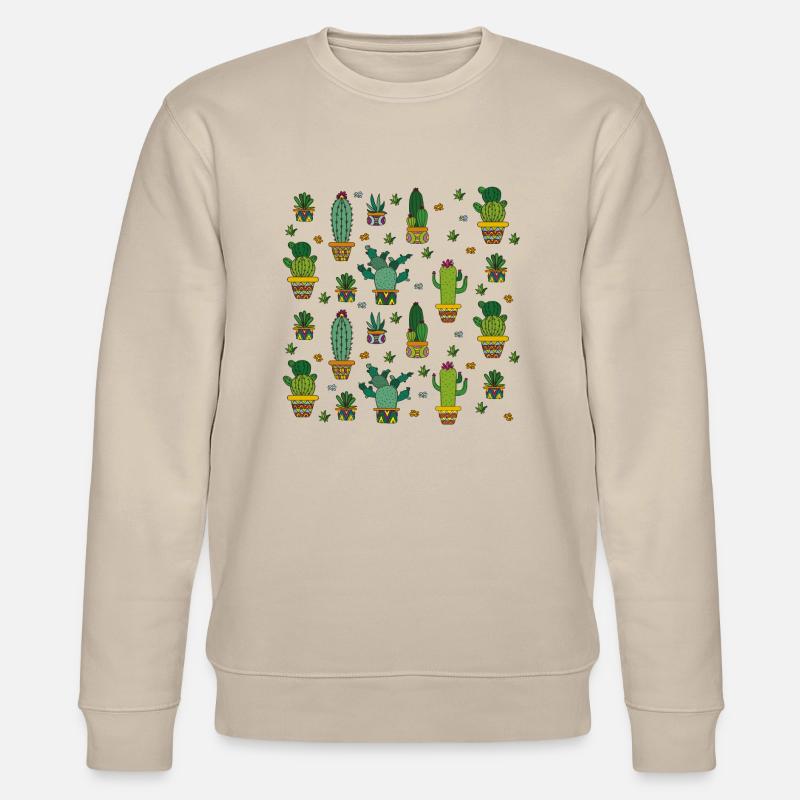 Cactus pattern - Stanley/Stella CHANGER Unisex Organic Sweatshirt - beige
