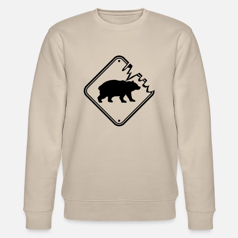 Lebensgefahr Schild Bär - Stanley/Stella Unisex Bio-Sweatshirt CHANGER  - Beige