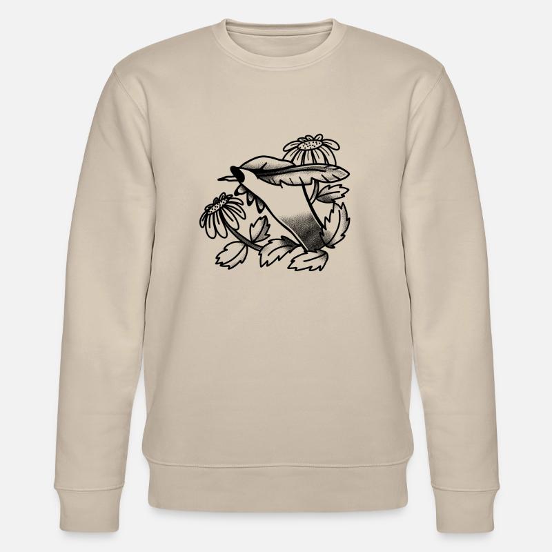 Hexen-Boho-Tattoo-Handschrift mit Löwenzahn - Stanley/Stella Unisex Bio-Sweatshirt CHANGER  - Beige