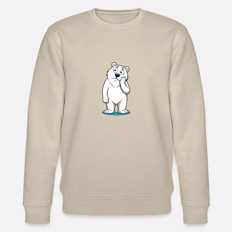 Perplexed Eisbär: Neugieriger Cartoon-Bär - Stanley/Stella Unisex Bio-Sweatshirt CHANGER  - Beige