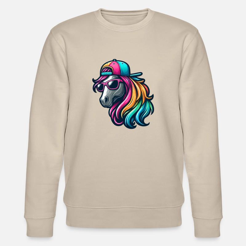 Rainbow Cool Horse - Stanley/Stella CHANGER Unisex Organic Sweatshirt - beige