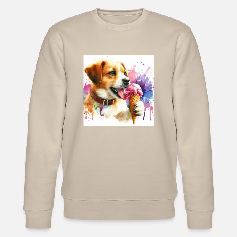 Hund isst Eis - Stanley/Stella Unisex Bio-Sweatshirt CHANGER  - Beige