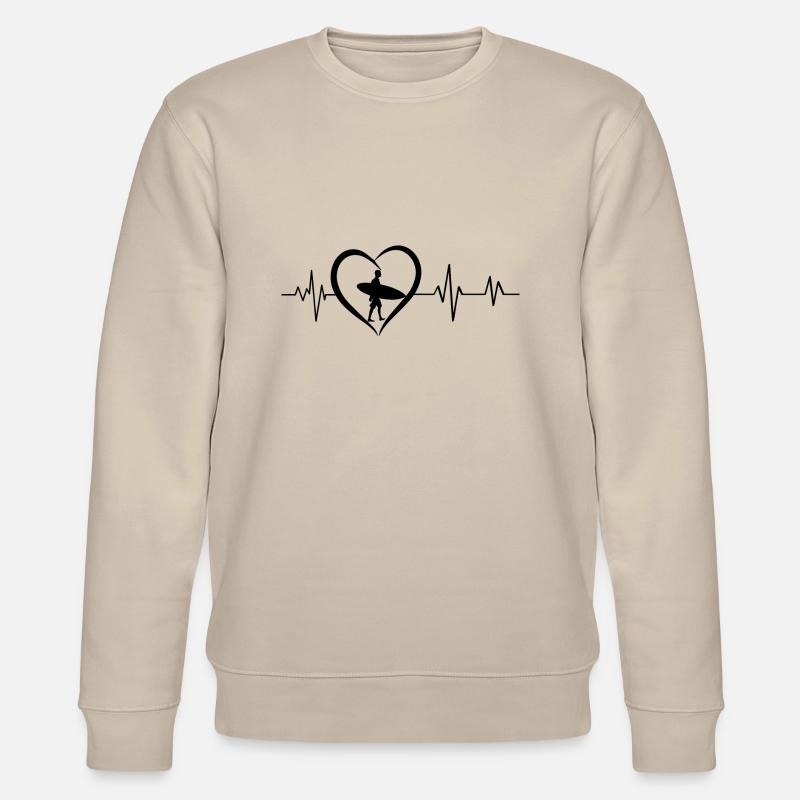 Surf-Herzschlag - Stanley/Stella Unisex Bio-Sweatshirt CHANGER  - Beige