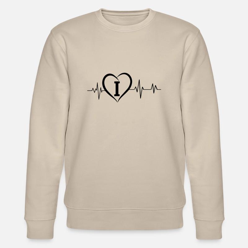 Herzschlag Buchstabe I - Stanley/Stella Unisex Bio-Sweatshirt CHANGER  - Beige