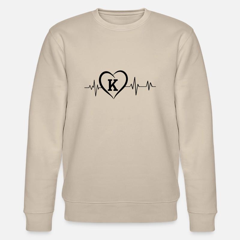 Herzschlag Buchstabe K - Stanley/Stella Unisex Bio-Sweatshirt CHANGER  - Beige