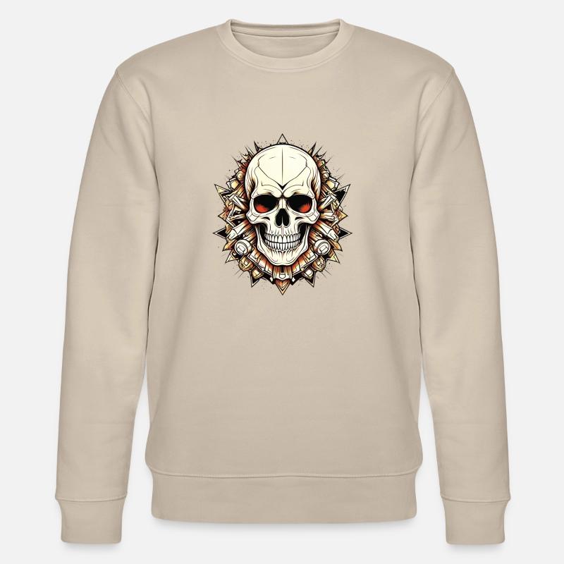 Edgy Skull Design - Stanley/Stella Unisex Bio-Sweatshirt CHANGER  - Beige