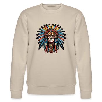 Indianer - Stanley/Stella Unisex Bio-Sweatshirt CHANGER  - Beige - Vorne - Nik (191cm) & Marisol (170cm)