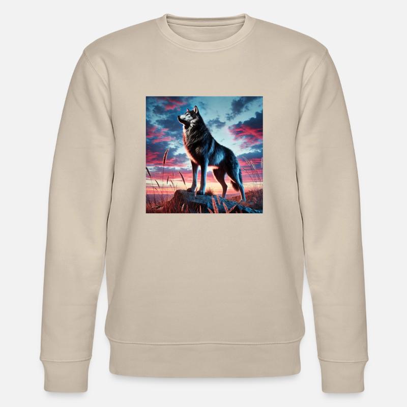 Wolf sunset - Stanley/Stella Unisex Bio-Sweatshirt CHANGER  - Beige