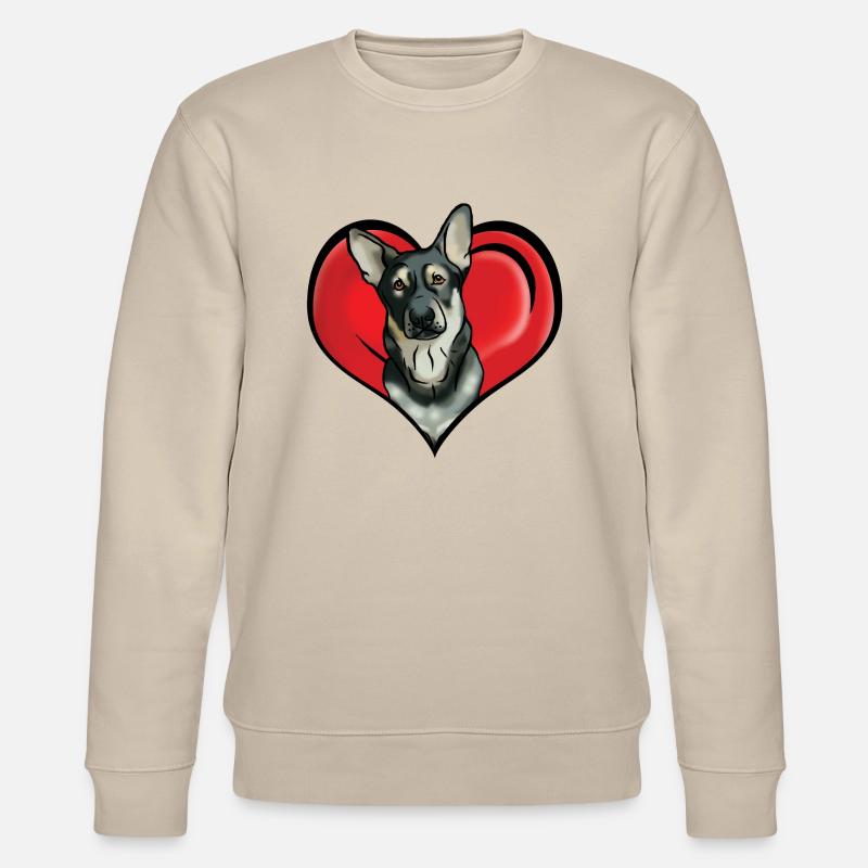 Comic Deutscher Schäferhund im Herz - Stanley/Stella Unisex Bio-Sweatshirt CHANGER  - Beige