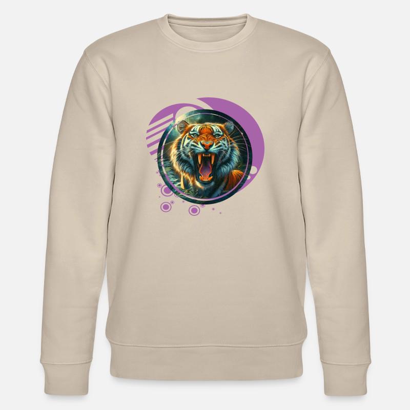 Brüllender Tiger - Stanley/Stella Unisex Bio-Sweatshirt CHANGER  - Beige