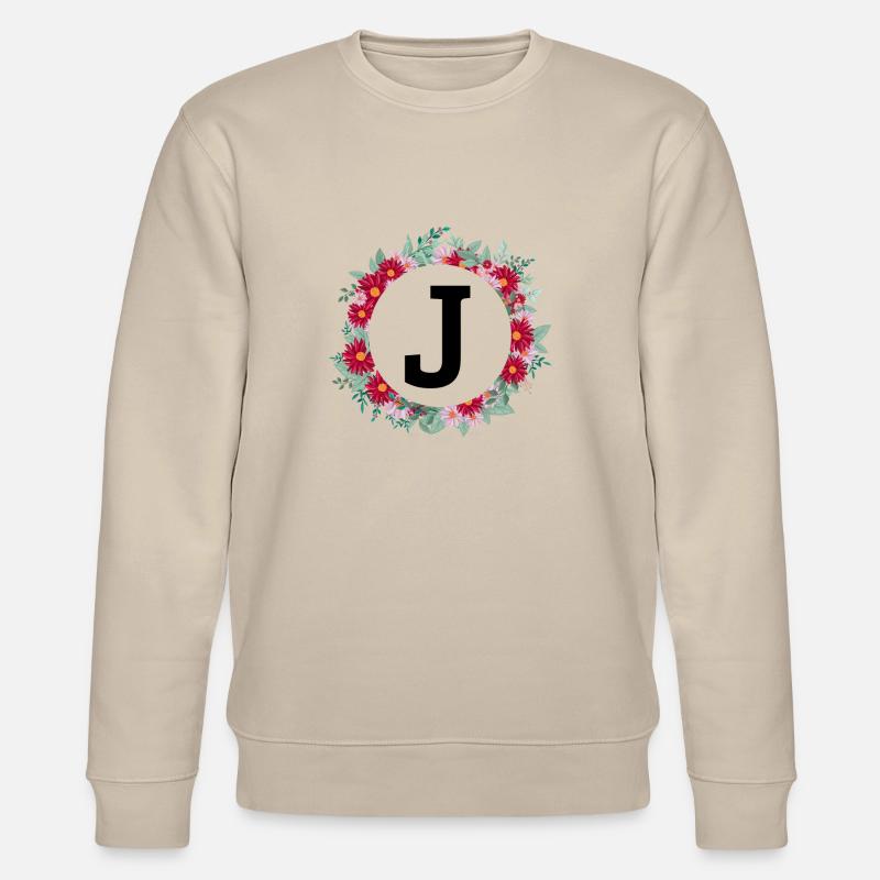 Buchstabe j Blumenkranz - Stanley/Stella Unisex Bio-Sweatshirt CHANGER  - Beige
