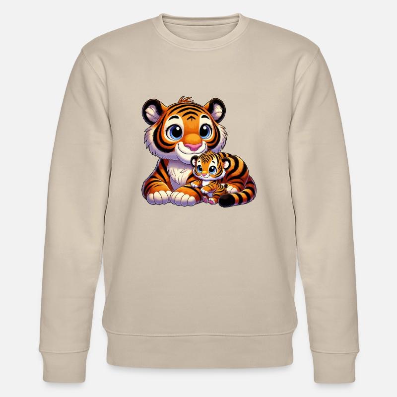 Tigermutter mit Kind - Stanley/Stella Unisex Bio-Sweatshirt CHANGER  - Beige