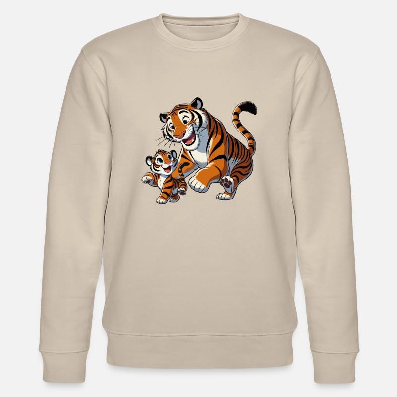Tigermutter mit jungem Herumtollen - Stanley/Stella Unisex Bio-Sweatshirt CHANGER  - Beige