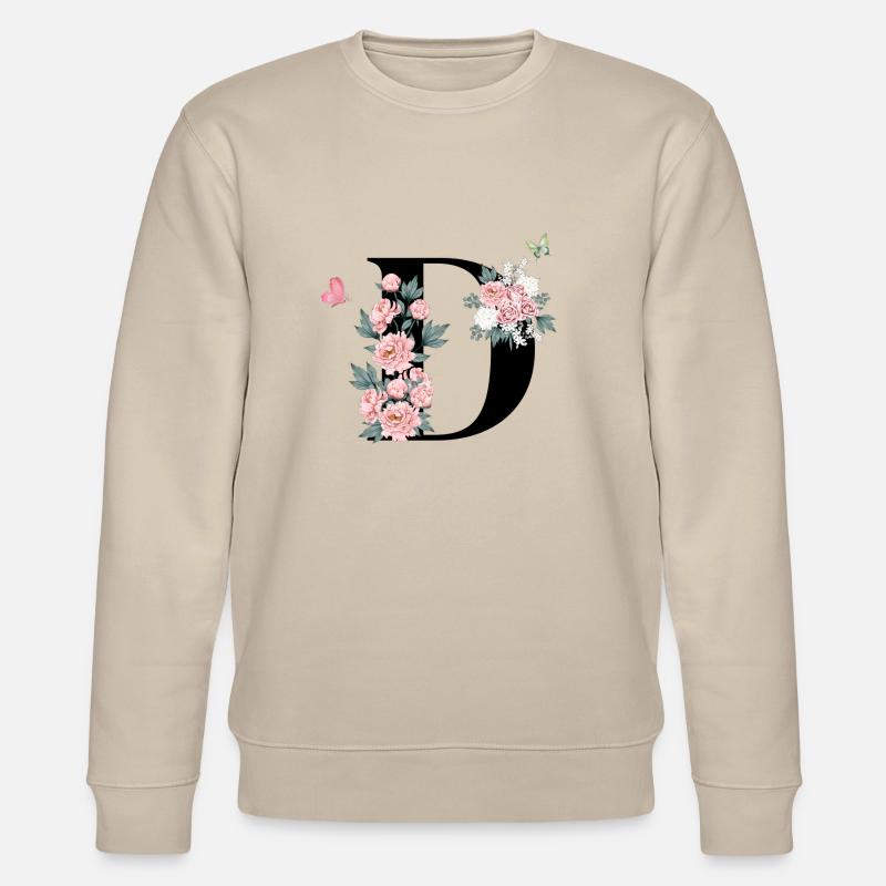Buchstabe d rosa Blumen - Stanley/Stella Unisex Bio-Sweatshirt CHANGER  - Beige