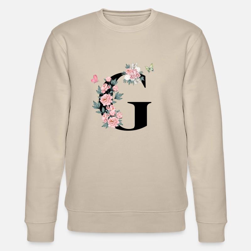 Buchstabe g rosa Blumen - Stanley/Stella Unisex Bio-Sweatshirt CHANGER  - Beige