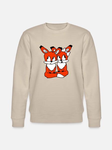 2 Foxes Couple In Love Two Friends Love Team Cute - Stanley/Stella CHANGER Unisex Organic Sweatshirt - beige