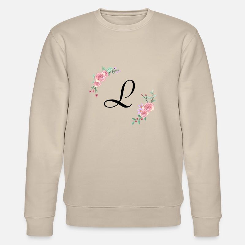 Rosa Blumenbuchstabe l - Stanley/Stella Unisex Bio-Sweatshirt CHANGER  - Beige