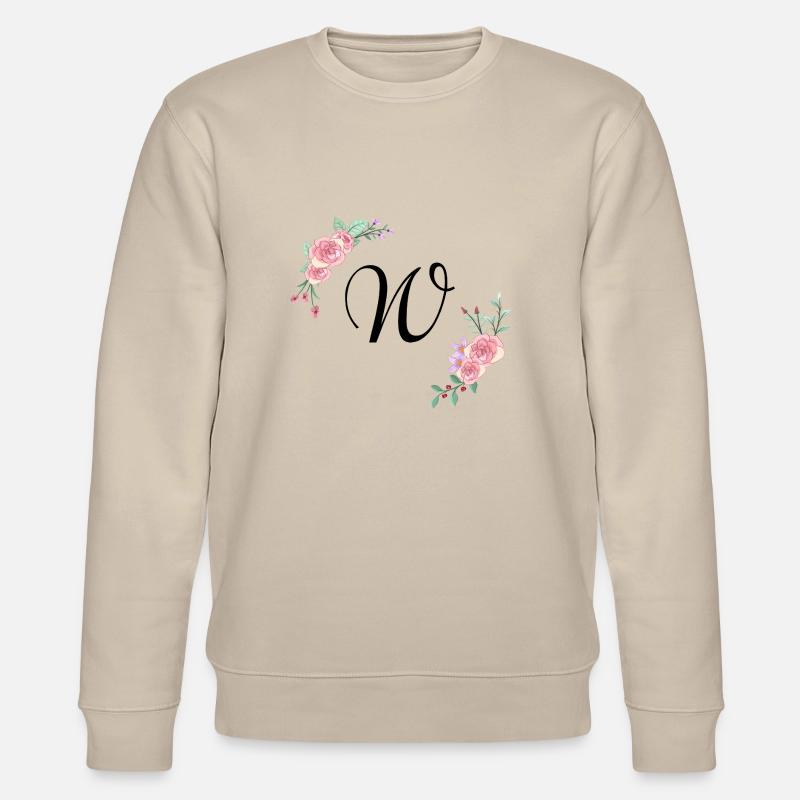 Rosa Blumenbuchstabe w - Stanley/Stella Unisex Bio-Sweatshirt CHANGER  - Beige